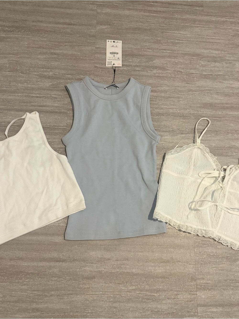 Zara Pale Blue Ribbed Tank Top - Women